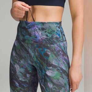 Lululemon Wunder Under High Rise Tight Leggings 25” Size 0 Green Purple Marble